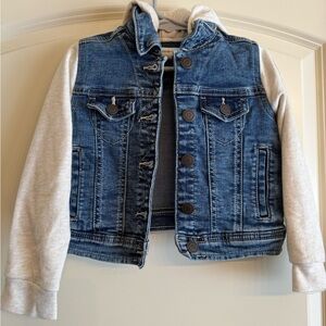Tucker + Tate Blue Denim Jean Jacket with Cream Sweatshirt Sleeves
